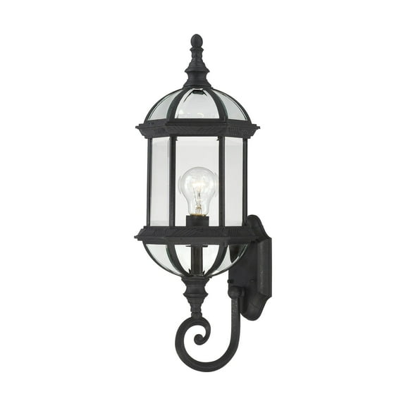 Satco Boxwood Textured Black Traditional Outdoor w/ 1 Light 100W