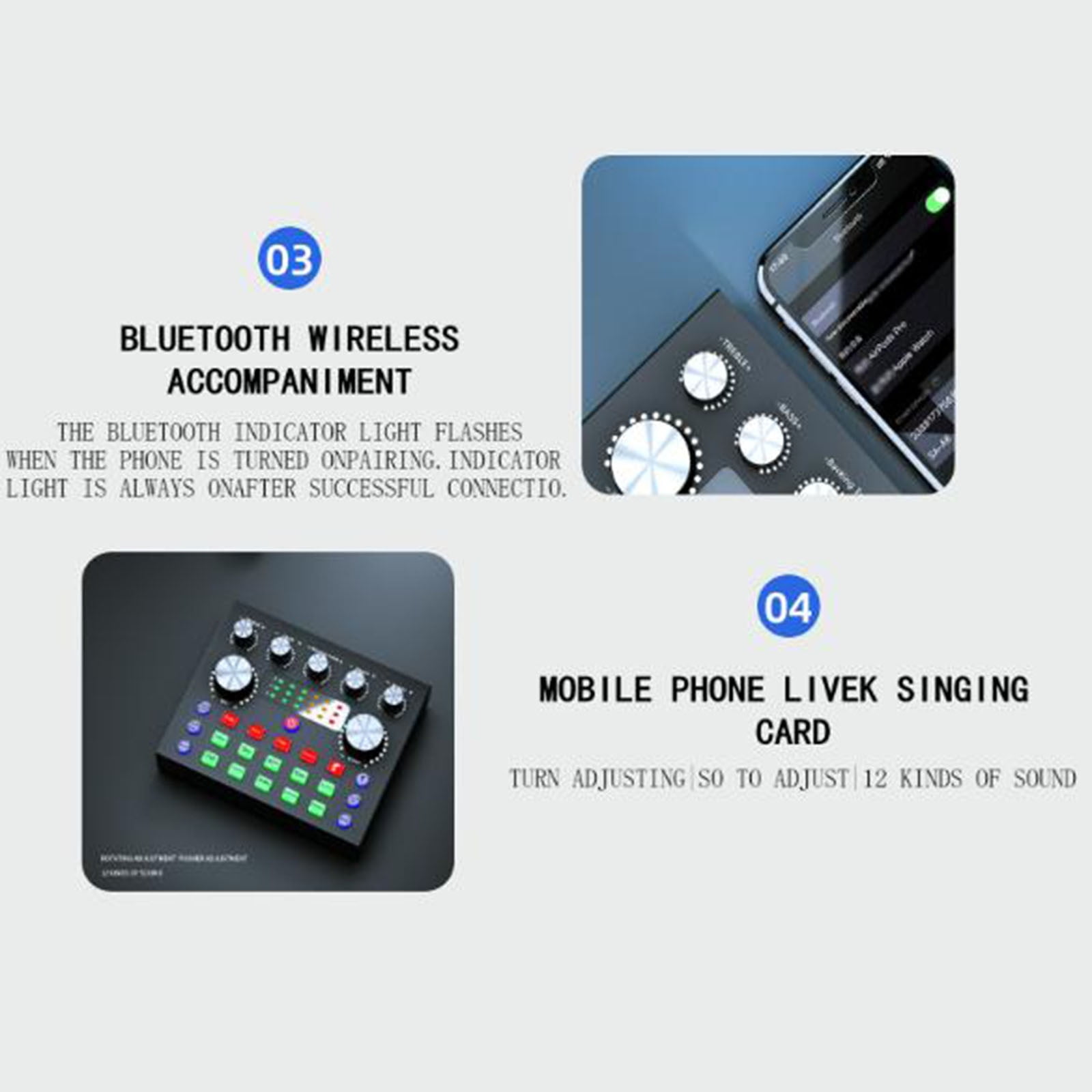 Live Sound Card with Dj Mixer Effects,Live Sound Card with Dj Mixer Effects & Voice Changer,Live Sound Card Audio Mixer,16 Special Effects Sounds for Streaming/Podcasting/Gaming