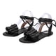 thumbnail image 4 of Sandalias de tacón plano con punta redonda y volantes de color liso para mujer, zapatos romanos Wmkox8yii nm10810, 4 of 8