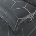 thumbnail image 6 of Chezmoi Collection 4-Piece Geometric Jacquard Comforter Set King Size, Soft Silky Lustrous Modern Gray Geometric Lattice Pattern Lightweight Bedding Set for All Seasons, 6 of 11
