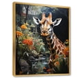 thumbnail image 2 of Designart "Giraffe Pastoral Giraffe Elegant painting I" Animals Floater Framed Wall Art Living Room, 2 of 7