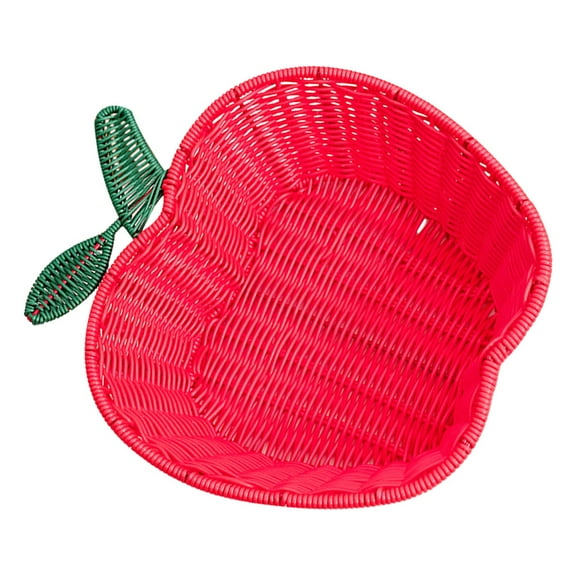 HEATSHAKING Woven Storage Basket 1Pack Red Apple Shape for Home and Kitchen