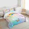 thumbnail image 3 of Homewish Kids Magic Unicorn Bedding Comforter Set, Stars Rainbow Galaxy Twin Comforter Sets, Dreamy Cartoon Butterfly Bedding Set, Lightweight Room Decor, 2 Pieces, 3 of 8