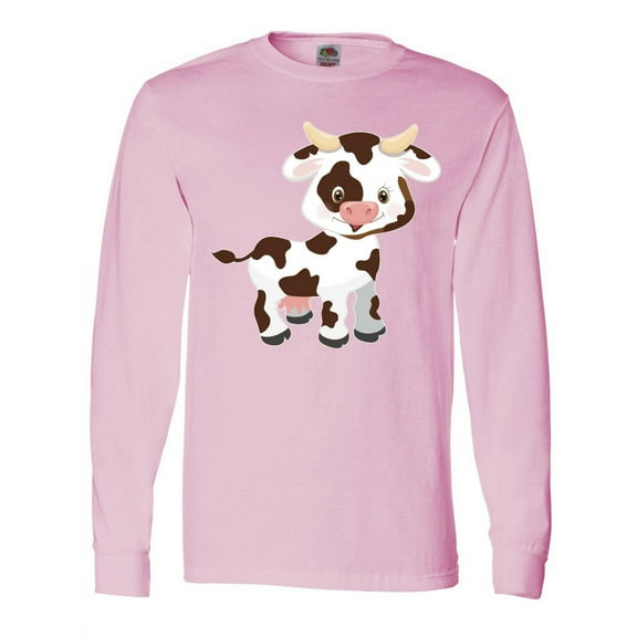 Inktastic Cute White Holstein Cow with Brown Spots Long Sleeve T-Shirt