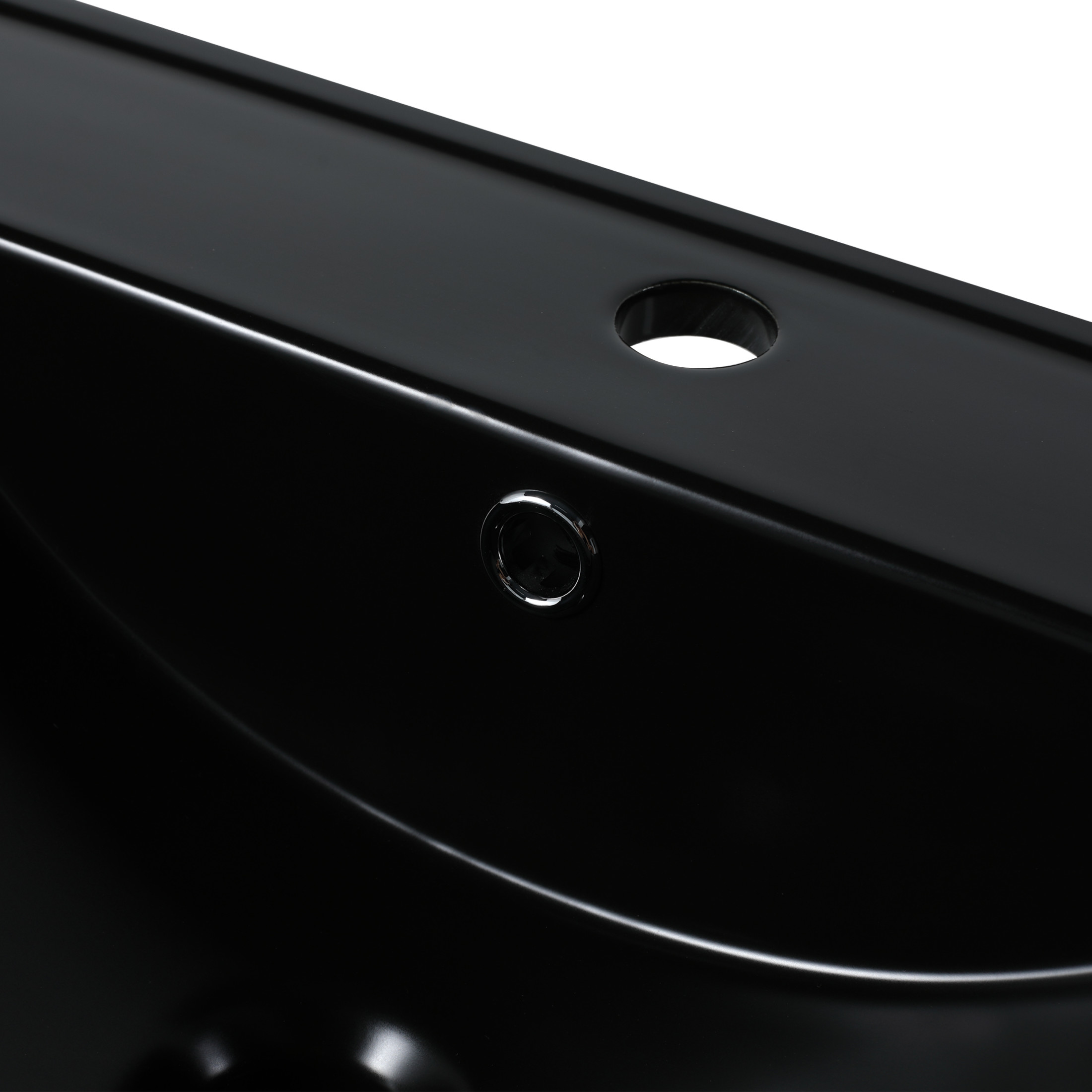 Noble House 24" Bathroom Vanity Top with Integrated Sink, Single Hole, Overflow, Easy-to-Clean Glaze, Black