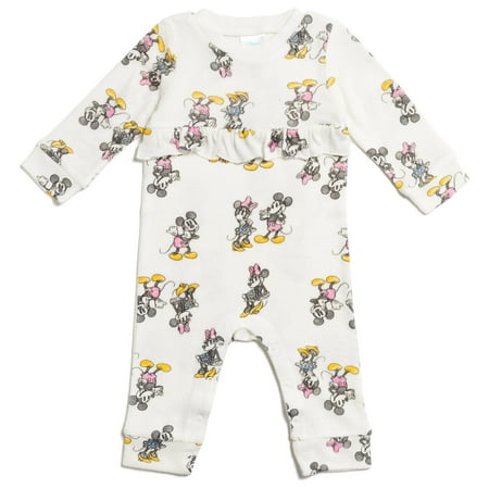 

Disney Mickey Mouse Minnie Mouse Infant Baby Girls Snap Sleep N Play Coverall White 12 Months