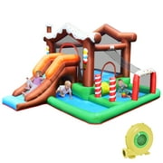Topbuy Bounce Snow House Inflatable Bouncer Jump Climbing Slide with BallPit and tunnel