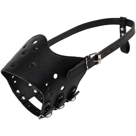 Vjnyvs PU Leather Muzzle with Adjustable Strap Anti-Barking Dog Muzzle Dog Mouth Cover for Training Grooming and Walking Supplies