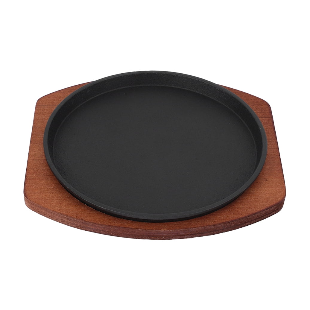 Phenofice Round Wooden Base Grill Pan Set for Barbecue Cooking, Assorted Color Tray for Outdoor and Indoor Use