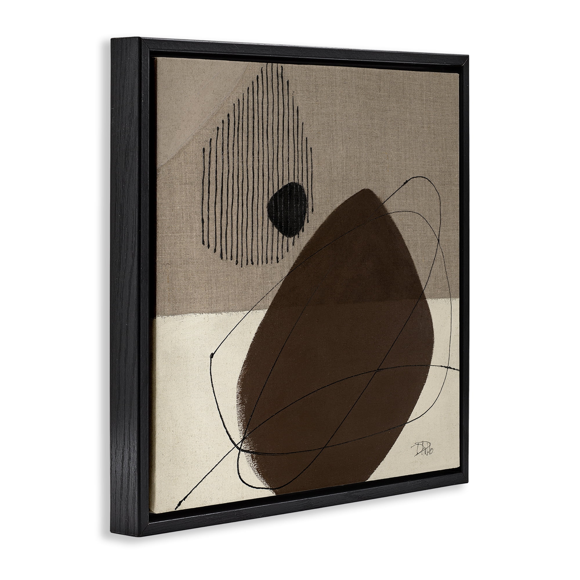 Stupell Industries Hidden Lines Abstraction Abstract Painting Black Floater Framed Canvas Art Print Wall Art, 25 x 25
