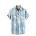 thumbnail image 1 of EQWLJWE Chemise d'Été pour Hommes Chemise Décontractée à Boutons Rayures avec Poche Col Rabattu Manches Courtes Chemise Blouse Manches Courtes Hauts pour Hommes, 1 of 5