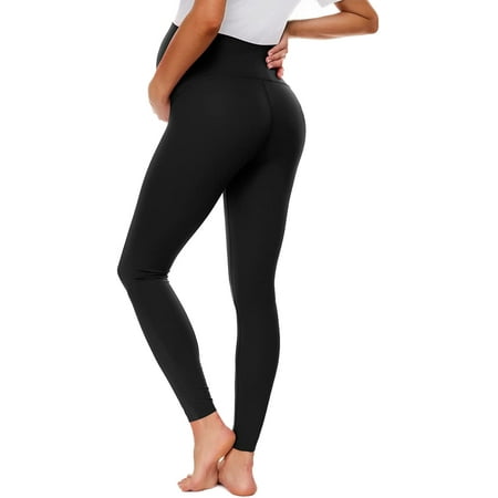 

Nebility Pregnancy Pants for Women Maternity Leggings Over The Belly Buttery Soft Workout Leggings Pregnant Women(Black Large)