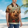 thumbnail image 3 of Honeii Rose Cute Guinea Pig Print Men’s Hawaiian Shirt,Classic Button-Down Short Sleeve Shirt, for Beach, Vacation, and Outdoor Activities,3X-Large, 3 of 7