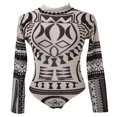 thumbnail image 1 of PENGXIANG Body Stretch à Imprimé Tribal pour Femmes, Transparent, Manches Longues en Maille Transparente, 1 of 3