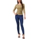 thumbnail image 2 of Blusa arrugada para mujer INSPIRE CHIC con decoración de botones, cuello en V, manga 3/4, top de punto sólido, color L Tan, 2 of 6