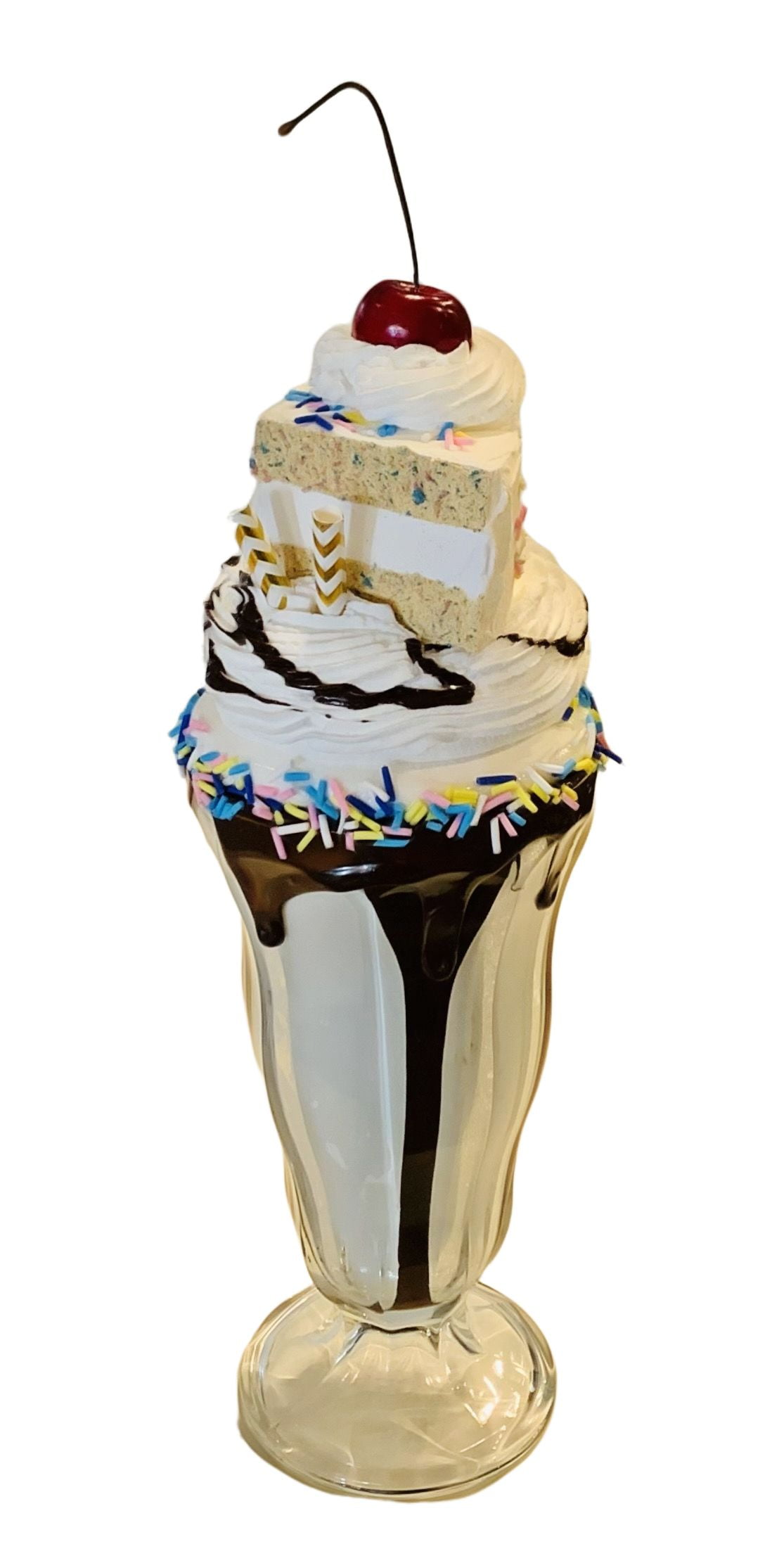 Fake Ice Cream Sundae Vanilla Carmel Prop Decoration 