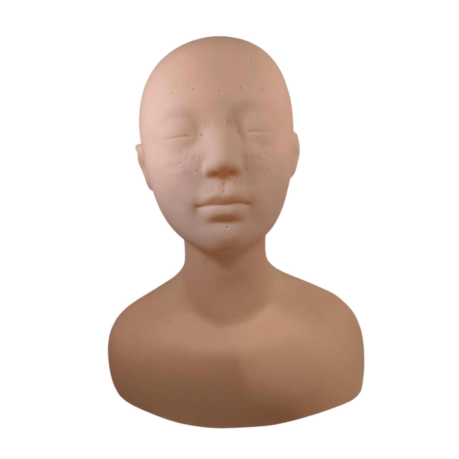 Serenable Training Mannequin Head Silicone Face Model Spa Massage Practice Tool Lifelike Features Suitable for Massage Learning Beauty Training Eyelash Practice Normal