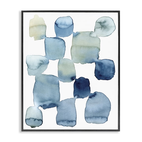 Stupell Industries Modern Nautical Patchwork Abstraction Soft Blue Beige Black Framed Giclee Art, 24 x 30, by Grace Popp
