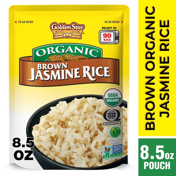 Golden Star Organic Jasmine Brown Rice, Ready to Heat Microwaveable Pouch, 8.5 oz
