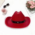 thumbnail image 5 of RUINIXCW Western Toddler Baby Girl Boy Cowgirl Hat Kids Cowboy Hat Felt Wide Brim Hats with Star Leather Belt Dessy Hats Themed Party Cap with String Wedding Party Costume, 5 of 9