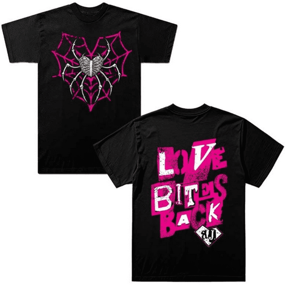 AJ Lee Love Bites Back T-Shirt Short Sleeve Cotton Washed Tee Men Women Streetwear Tops