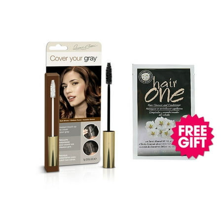 Cover Your Gray Brush In Wand - Dark Brown with BONUS Almond Oil Hair Cleanser (Best Way To Cover Gray In Dark Brown Hair)