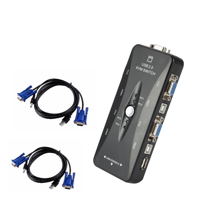 4 Port Kvm Switch USB 2.0 VGA Splitter Printer Mouse Keyboard Pendrive Share Switcher 1920*1440 VGA Switch Box Adapter ,Fast and Stable Transmission