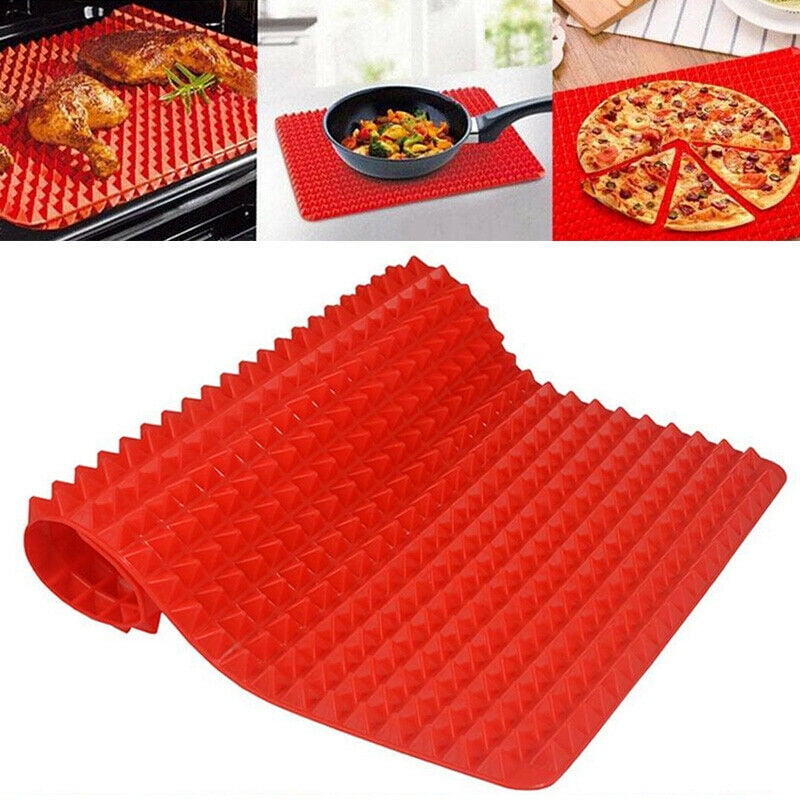 2 Pack Pyramid Baking Tray Healthy Silicone Oven Mat Fit Non Stick Fat Reducing 