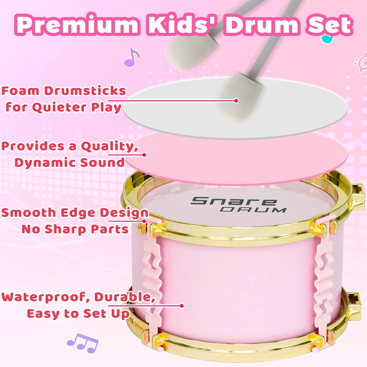 Aijohnny Toddler Light Jazz Drum Set, Musical Kid Drum Set with Stool, Pedal & Drumsticks, Birthday Gifts for Kids 1-3 3-5 5-8 Years Old