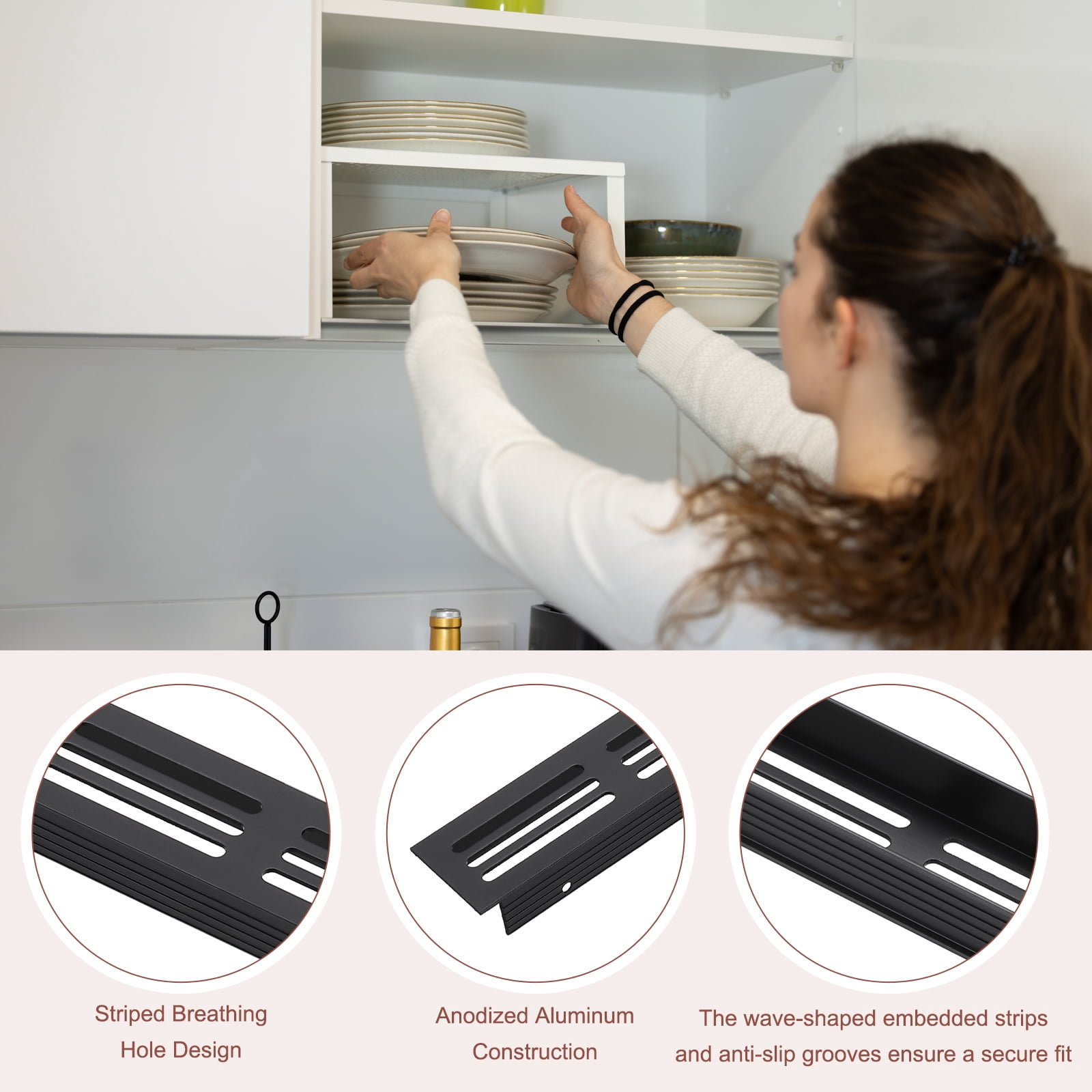 Uxcell 3 Pcs Door Air Vent Cover, 16 x 1.2 (Outer Dimensions) Inch Aluminum Louvered Ventilation Grille Rectangle Toe Kick Vent with Mounting Screws for Shoe Cabinet Wardrobe, Black