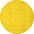thumbnail image 1 of Ahgly Company Indoor Round Oriental Yellow Traditional Area Rugs, 6' Round, 1 of 4