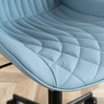 thumbnail image 5 of YOUNIKE Upholstered Desk Chair, Armless Computer Chair with Wheels，Modern Faux Leather Office Chair，Adjustable Swivel Rolling Chair，Adjustable Height，Suitable for Office, Home, Blue, 5 of 15