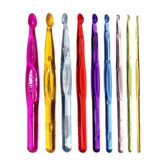 Brixlen Colorful Plastic Crochet Hook Set 9‑Pack 15cm Ergonomic Crocheting Needles Kit, Comfort Grip Yarn Craft Knitting Tools for Beginner and Experienced Crochet Lovers