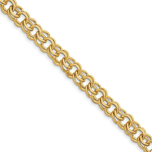 14K Yellow Gold bracelet Charm 7 in 10 mm Double Link