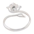 thumbnail image 3 of NOVICA Artisan Handmade Blue Topaz Wrap Ring with .925 Sterling Silver India Cocktail Gemstone Birthstone Floral Leaf Tree 'Iridescent Lotus', 3 of 6