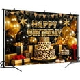 thumbnail image 6 of Happy Birthday Backdrop for Leopard Happy Birthday Party Decorations Glitter Black Gold Happy Birthday Background for Photography Black Golden Leopard Cake Birthday Decor Banner, 6 of 6