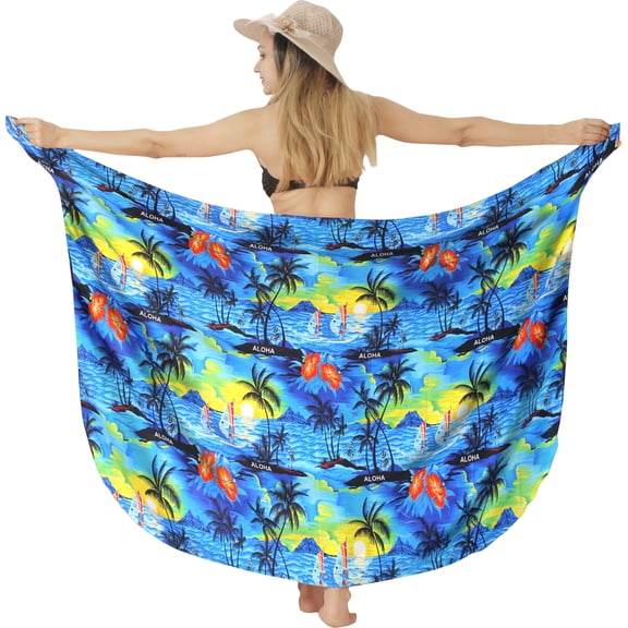 HAPPY BAY Women's Swimsuit Long Beachwear Bikinis Summer Coverups Skirt Swim Cover up Swimwear Wraps Sarong Beach Pareo One Size Admiral, Island