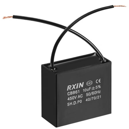 

Uxcell 47x25x42.5mm 10uF 450V AC 2 Wires CBB61 Ceiling Fan Capacitor