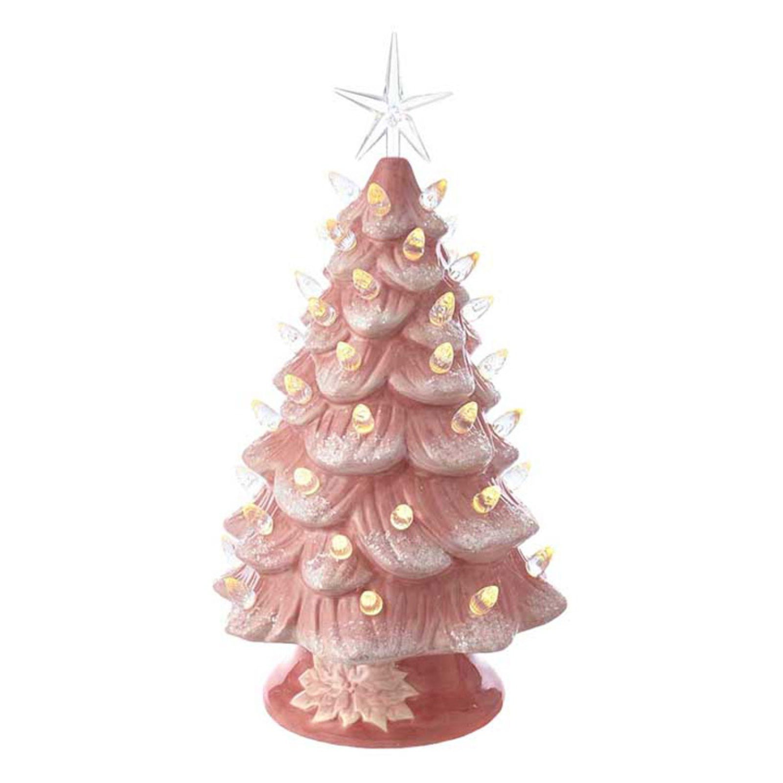 Kurt Adler 12.8Inch BatteryOperated LED Ceramic Pink Christmas Tree