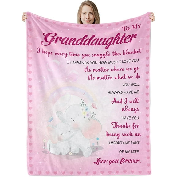 Granddaughter Gifts from Grandma Grandpa,to My Granddaughter Blanket Elephant Blanket Gifts for Granddaughter Birthday Graduation Decorations 50"X60"