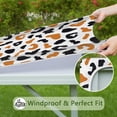 thumbnail image 6 of White and Orange Of Leopard Print Square Fitted Tablecloth with Elastic Edge,Square Table Cover,Washable Elastic Table Cover for Home Kitchen Party Decor 34"x34", 6 of 6