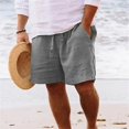 thumbnail image 2 of Inglocry Cotton Linen Bermuda Shorts Mens Casual Elastic Waist Drawstring Loose Lightweight Summer Beach Vacation Shorts with Pockets Light Gray 2XL, 2 of 3