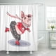 thumbnail image 1 of ABPHQTO Cute Pig is Skating She in Red Cardigan Drawing Cortina de ducha 160x180 cm, 1 of 1