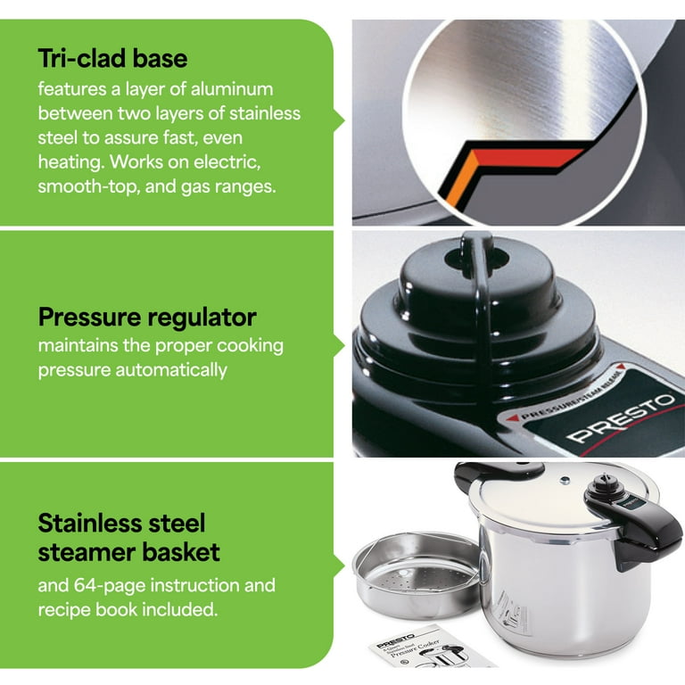 Presto NEW Stainless Steel Pressure Cooker, Fast Uniform