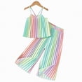thumbnail image 6 of TOWED22 Toddler Girl Clothes 2pcs Summer Outfits Sleeveless Floral Print Camisole Wide Leg Long Pants(Green,6-7 Y), 6 of 9