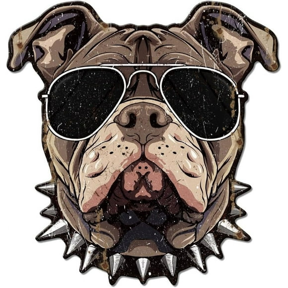 Sunglasses Dog Metal Tin Sign French Bulldog Vintage Tin Sign Retro Dog Plaque Poster Metal Wall Decor for Bar Living Room Cafeteria Bathroom Dining Hall Kitchen Restaurant