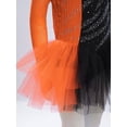 thumbnail image 6 of inlzdz Figure Skating Dress for Girls Long Sleeve Ballet Dance Skirted Leotards Gymnastics Outfit Black Orange 8, 6 of 7