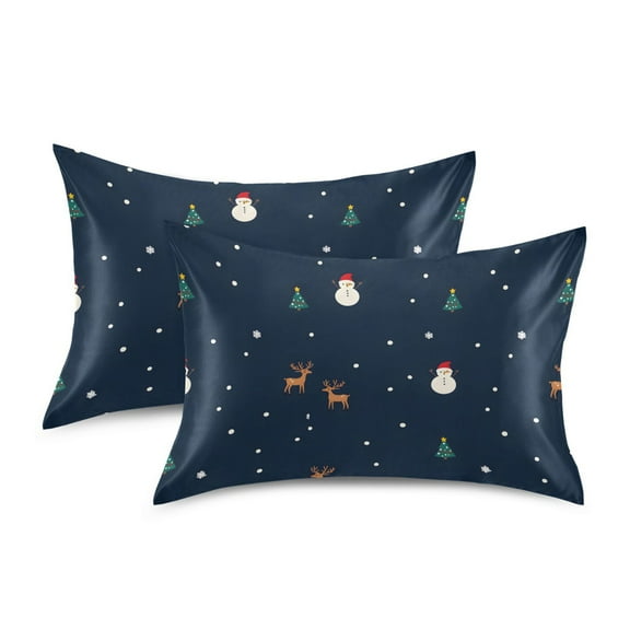 Yayeee Pillowcase Standard Size Set of 2 Satin Wrinkle Resistant Pillow Case, Christmas Whimsy