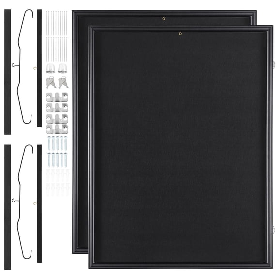 Zaverox 2 Pack Large Lockable Sports Jersey Shadow Box, 23.3x31.2x1.5 in 98% UV Protection PC Glass Display Frame with Hangers for Sports Team Uniforms
