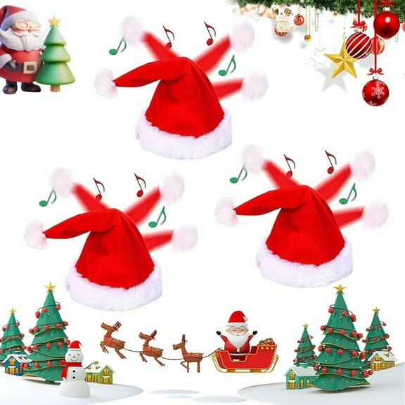 Electric Christmas Hat, Singing and Dancing Santa Hat, Singing and Dancing Electric Christmas Santa Hats